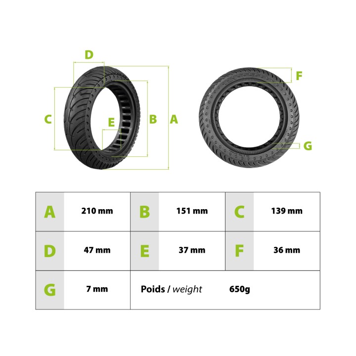 Pneu plein 8.5x2 Xiaomi M365 nouvelle génération