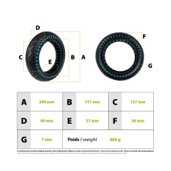 Pneu plein 8.5x2 Xiaomi nouvelle génération bleu