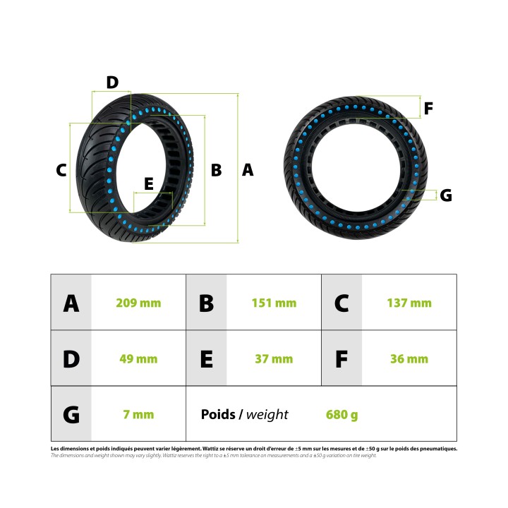 Pneu plein 8.5x2 Xiaomi nouvelle génération bleu
