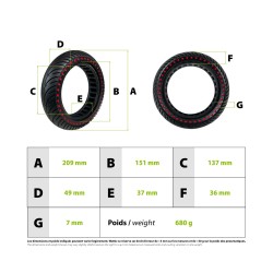 Pneu plein Xiaomi 8.5x2 nouvelle génération rouge
