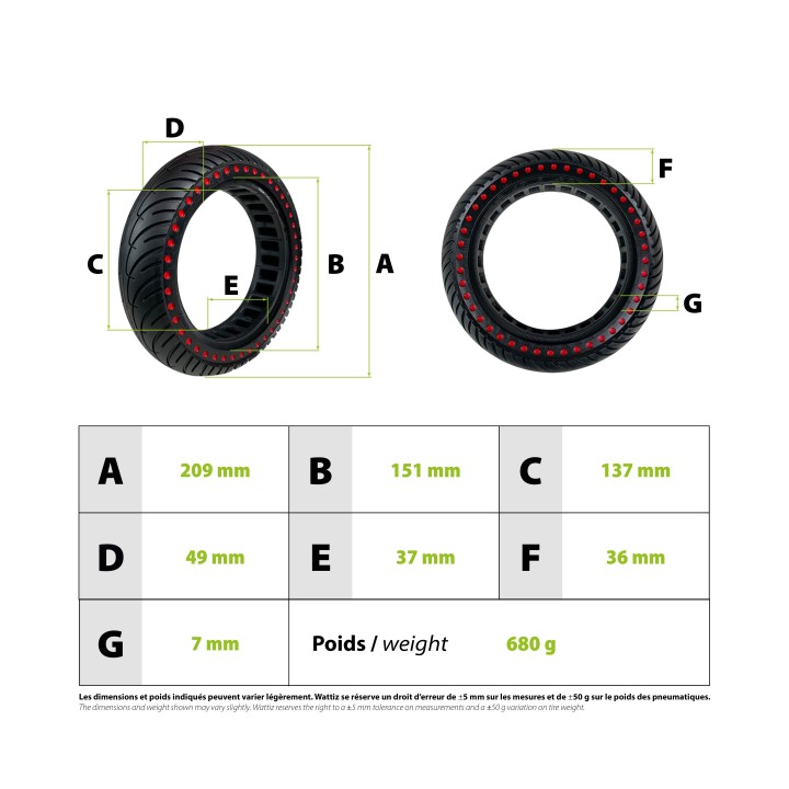 Pneu plein Xiaomi 8.5x2 nouvelle génération rouge