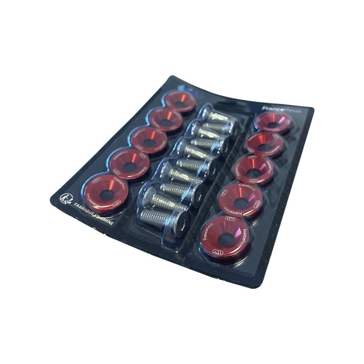 Rondelles de deck trottinette 19 mm, lot de 10 avec vis M6 — 8 coloris (Rouge)