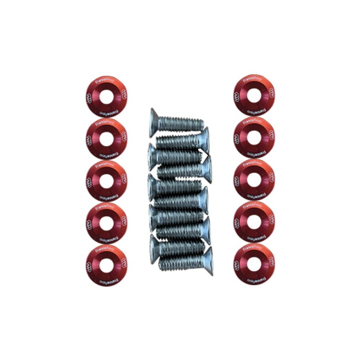 Rondelles de deck trottinette 19 mm, lot de 10 avec vis M6 — 8 coloris (Rouge)