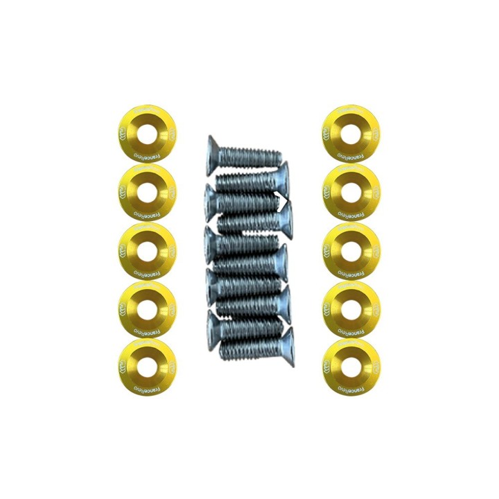 Rondelles de deck trottinette 19 mm, lot de 10 avec vis M6 — 8 coloris (Jaune)