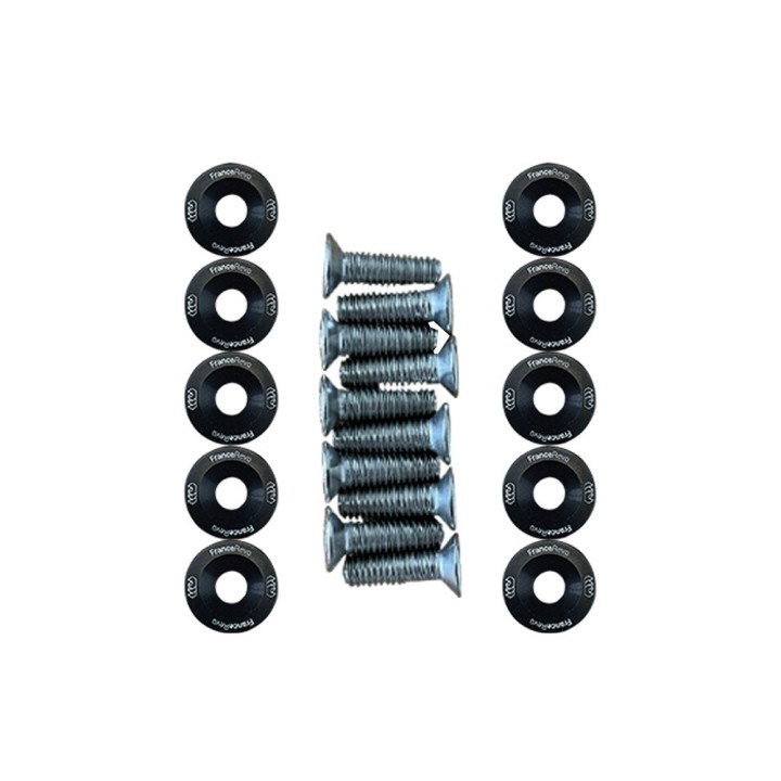 Rondelles de deck trottinette 19 mm, lot de 10 avec vis M6 — 8 coloris (Noir)