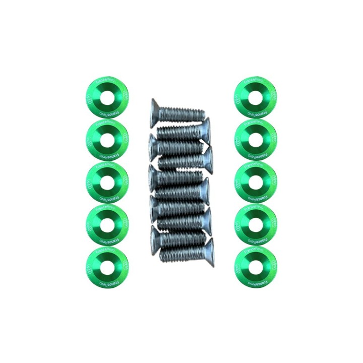 Rondelles de deck trottinette 19 mm, lot de 10 avec vis M6 — 8 coloris (Vert)