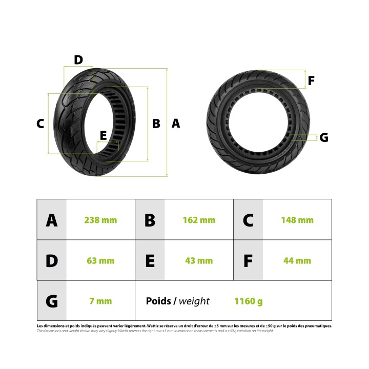 Pneu plein 10x2.50 - 44mm