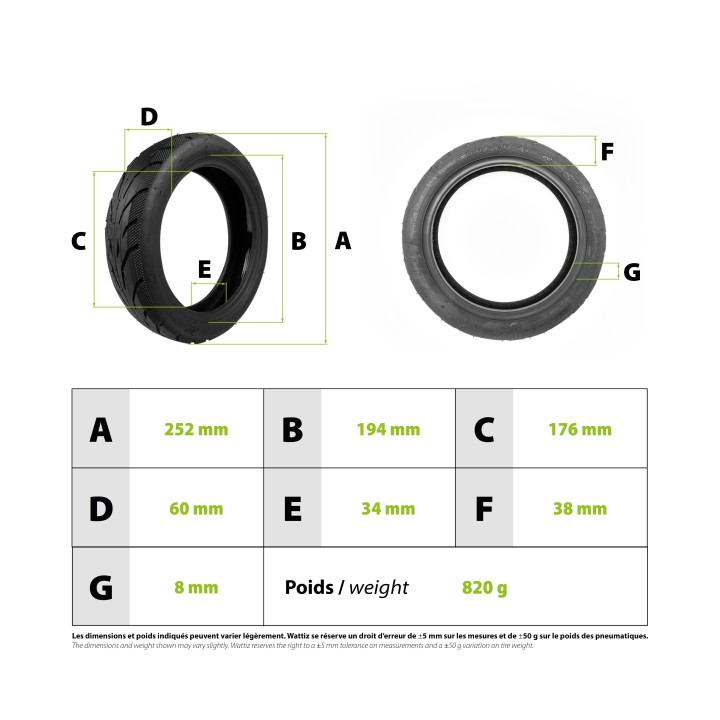 Pneu 60/70-7 tubeless route gel anti crevaison Xiaomi Mi4 Pro