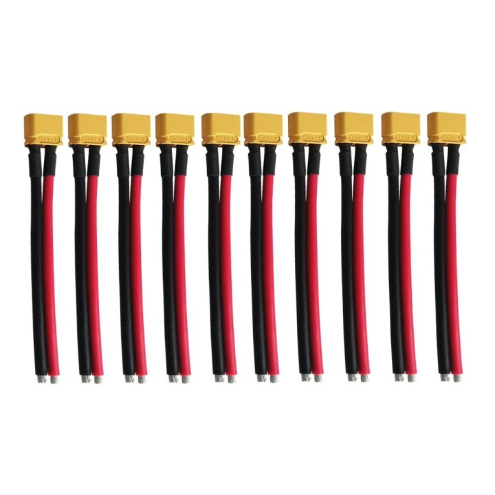 Prises XT60 male cable 10cm x10 pcs