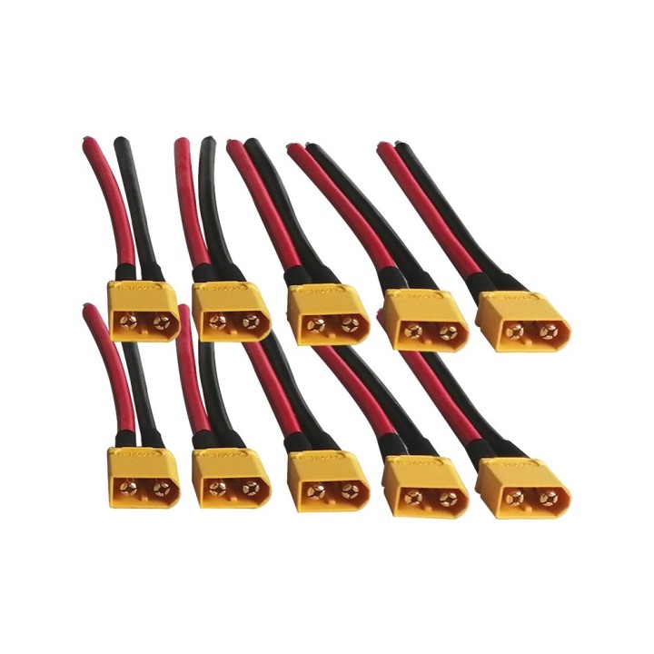 Prises XT60 male cable 10cm x10 pcs