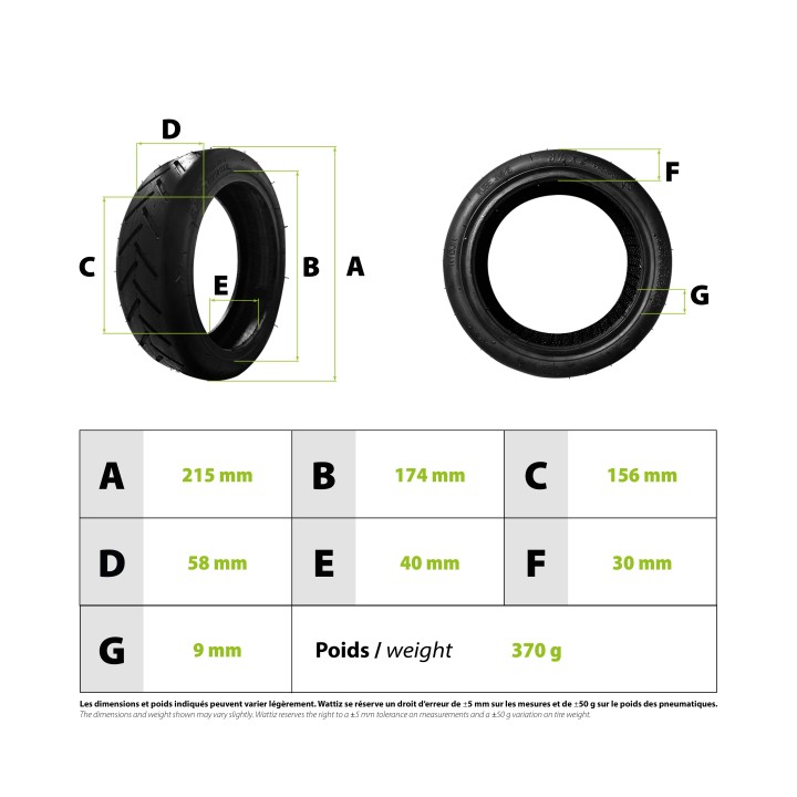 Pneu 8.5x2-6.1 tubetype Xiaomi