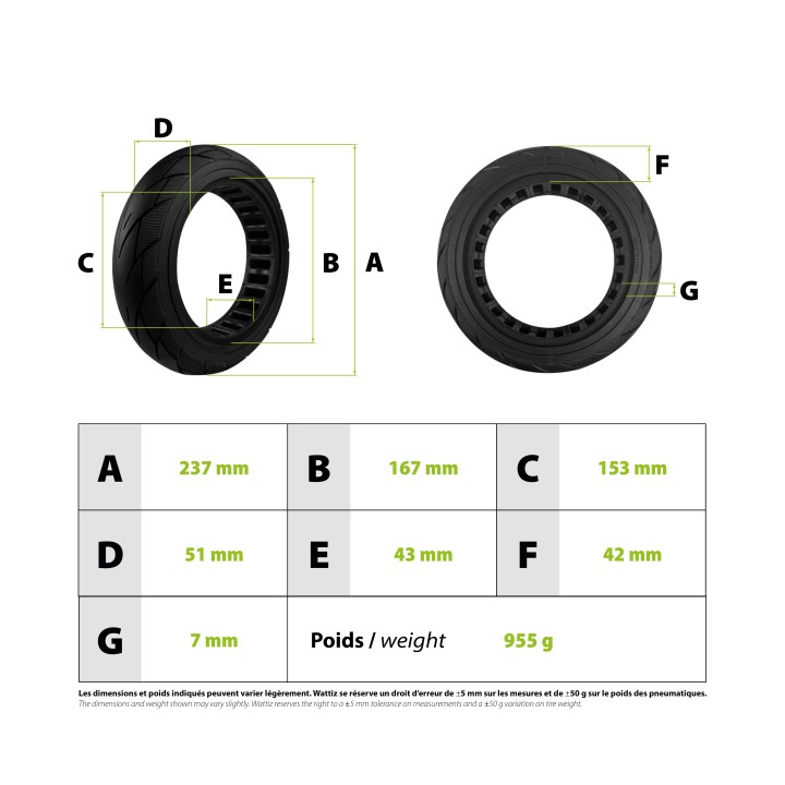 Pneu plein 10x2.125 Ninebot F/Xiaomi Mi4