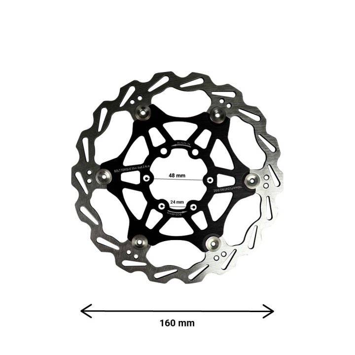 Disque de frein flottant 160mm entraxe 48mm (2 couleurs) (Noir)