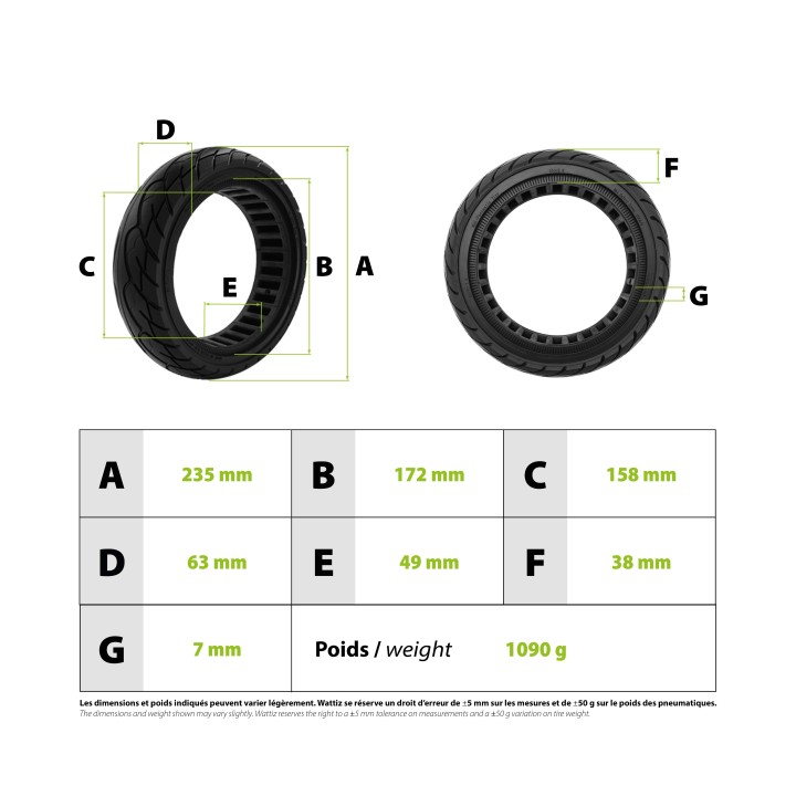 Pneu plein 10x2.50 (60/70-7) Xiaomi Mi4 pro