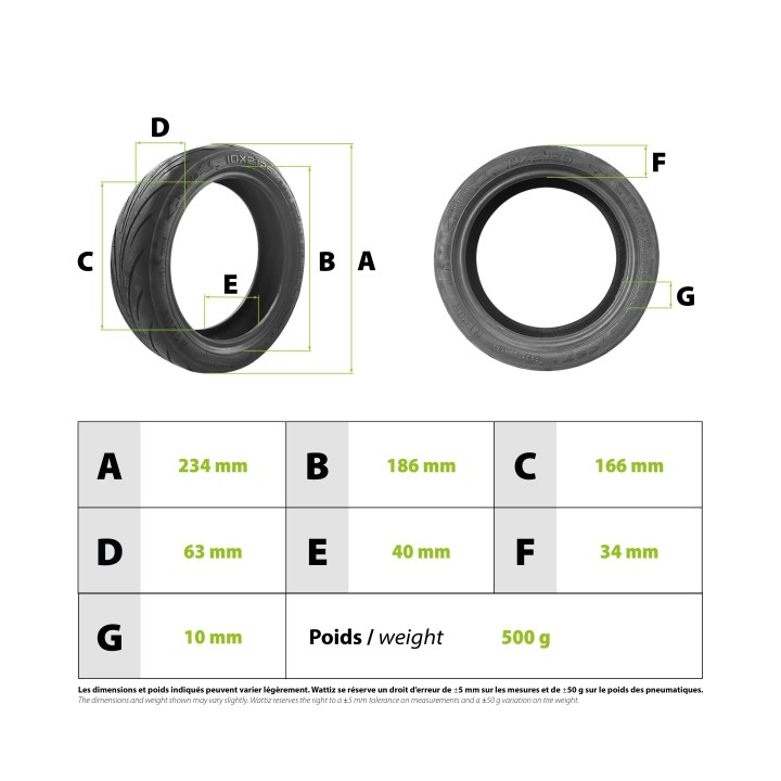 Pneu 10x2.125 (55/80-6.6) tubetype route CST pour Navee V40
