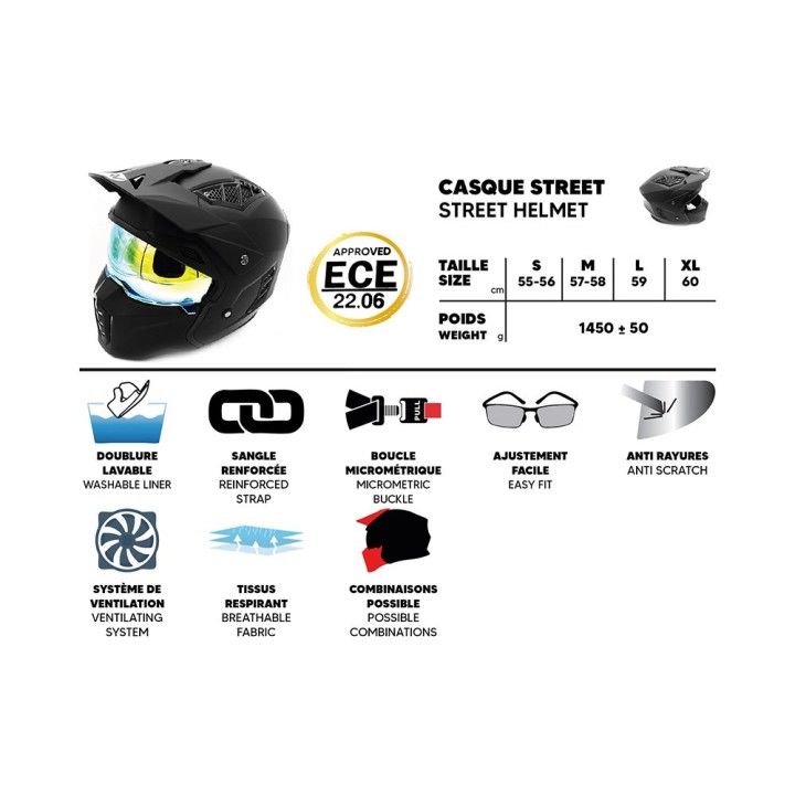Casque Street  Panther (taille S à XL) - noir