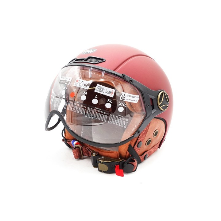 Casque JET  bordeaux mat (taille XS à XXL)