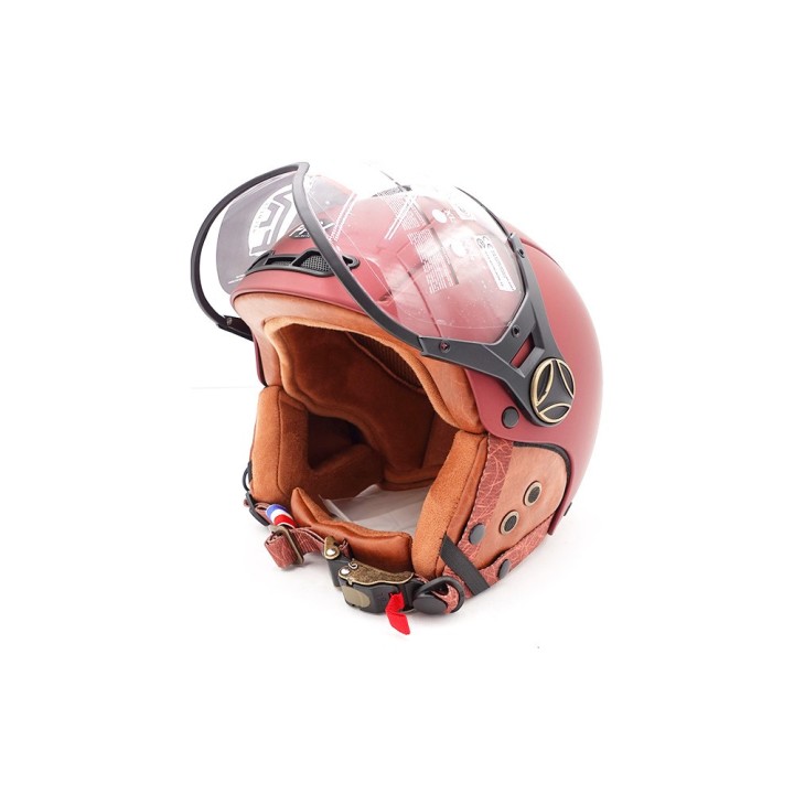 Casque JET  bordeaux mat (taille XS à XXL) (S)