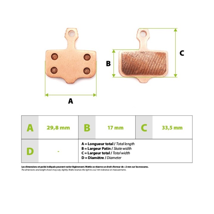 Plaquettes de frein métal fritté haute Perf Sram Avid  pour Zero 10x et 11x/Vsett 10+/Storm/Thunder