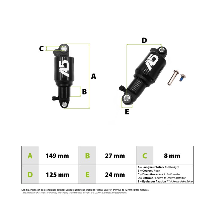 Amortisseur EXA Form A5 RR1 125mm