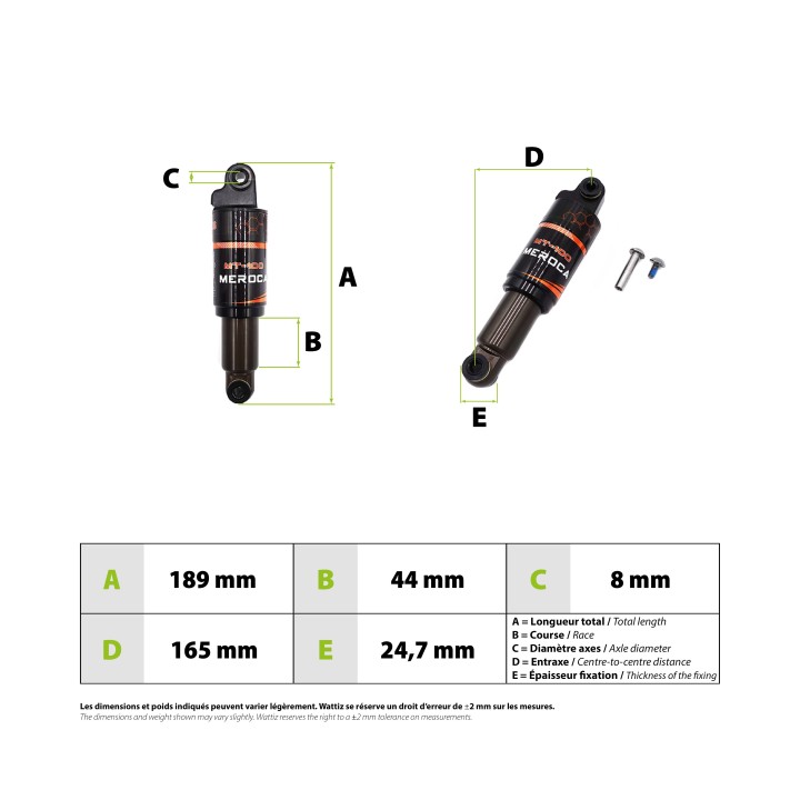 Amortisseur Meroca 165mm