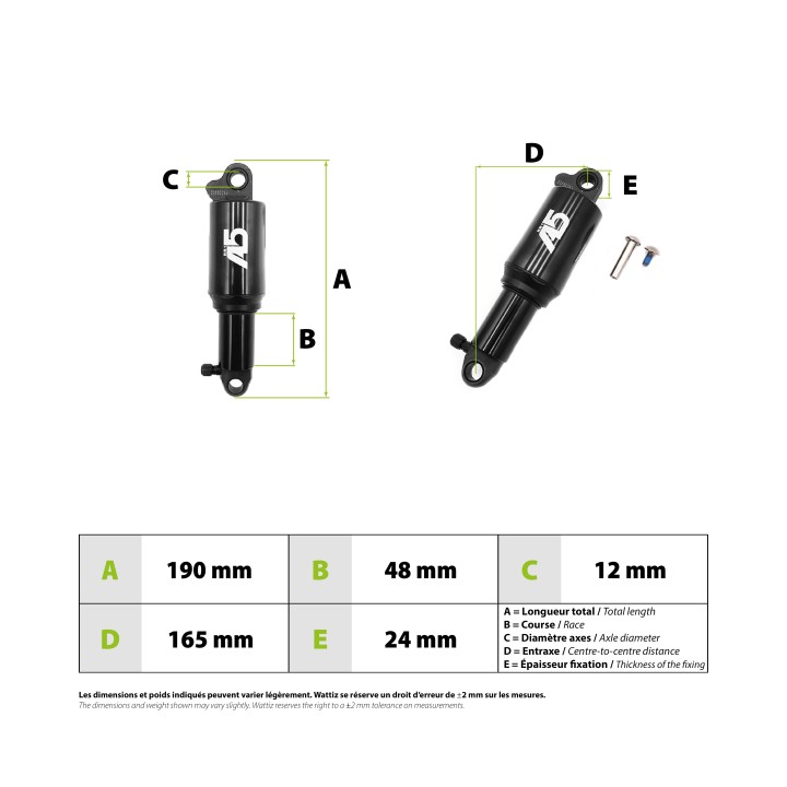 Amortisseur EXA Form A5 RR1 165mm