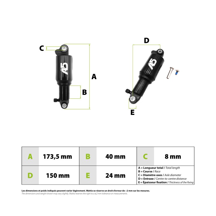 Amortisseur EXA Form A5 RR1 150mm