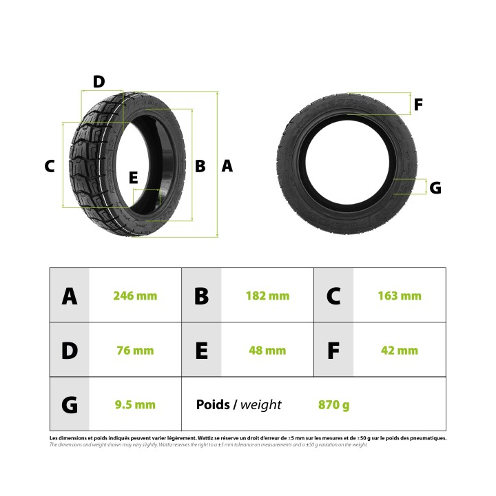 Pneu 10x2.75-6.5 tubeless gel anti crevaison Urbanglide E-cross