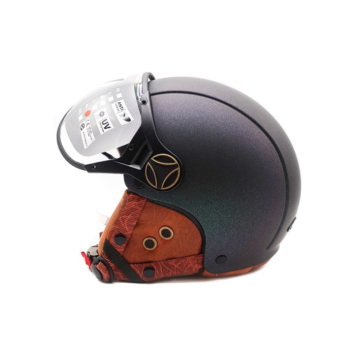 Casque JET  vert mat caméléon (taille XS à XXL) (M)