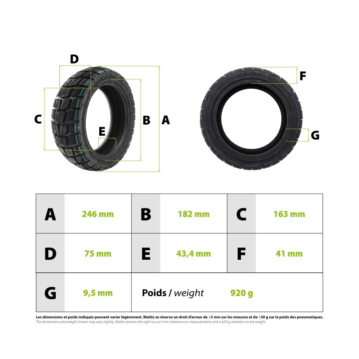 Pneu 10x2.75-6.5 Run Flat Urbanglide E-cross