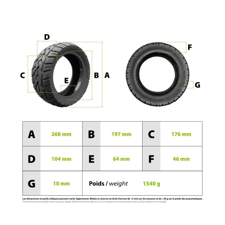 Pneu 100/55-7 tubeless semi off road gel anti crevaison CST