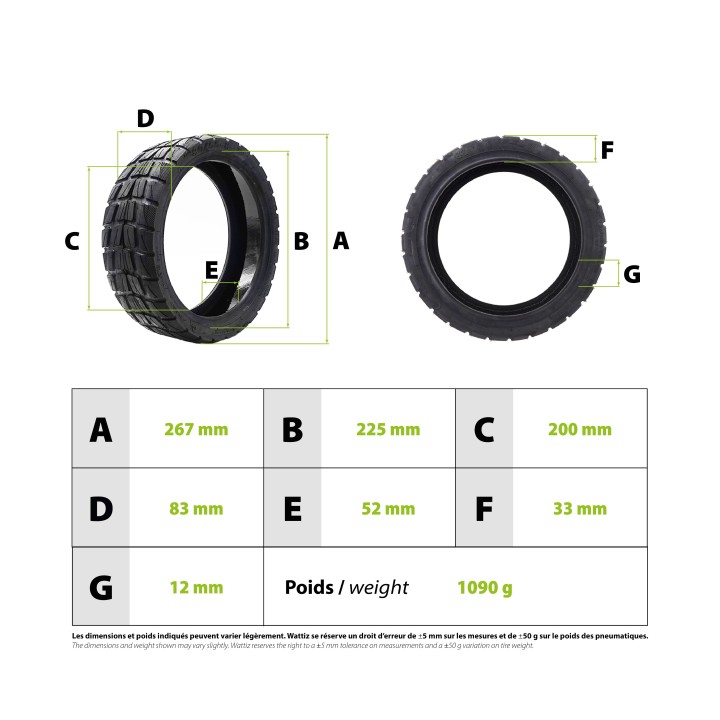Pneu 80/55-8 tubeless gel anti crevaison