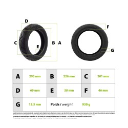 Pneu 12x2.50 tubeless route Xiaomi Scooter 6 Max / 6 Pro